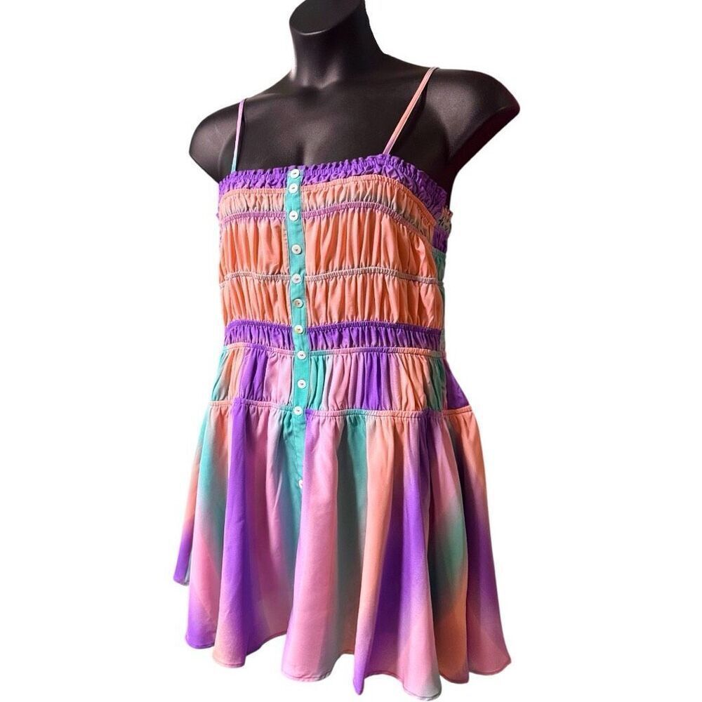 Smocked Button-Front Mini Sundress | Pockets |Pastel Rainbow | Davi & Dani - Picture 16 of 16